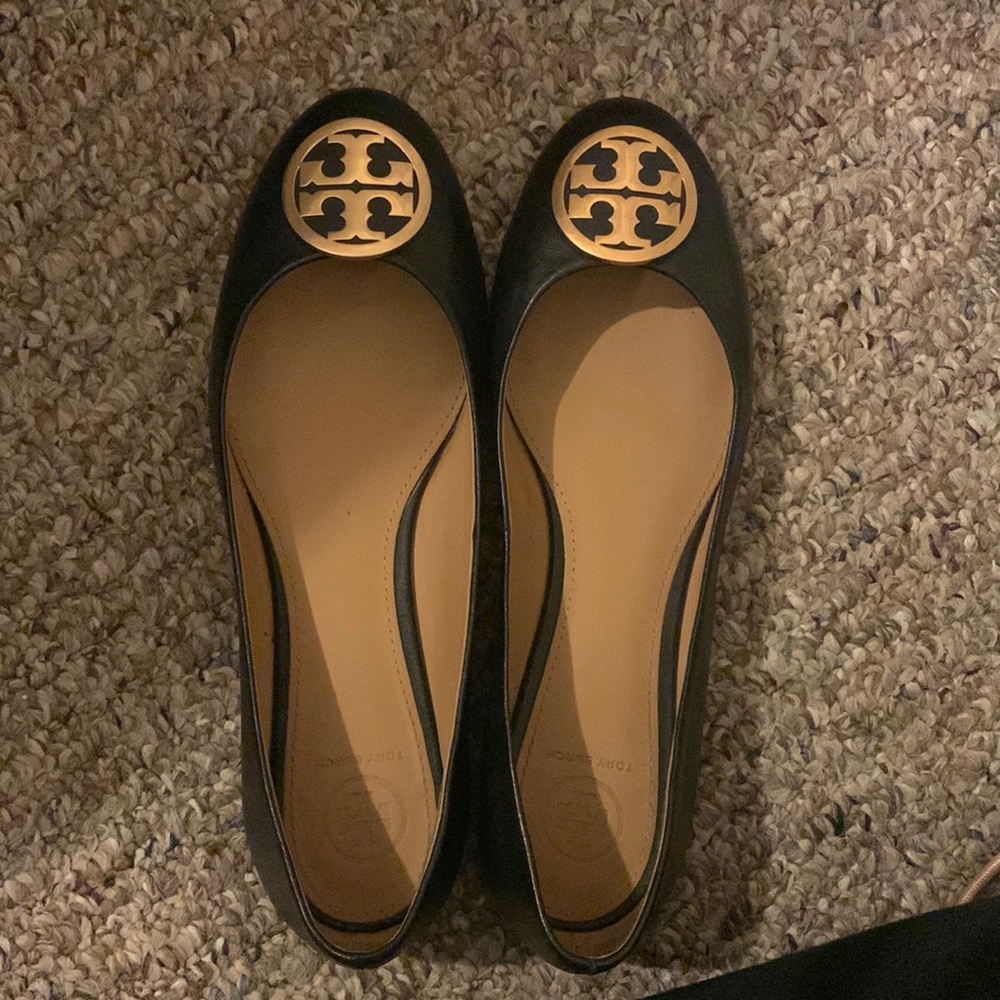 Tory Burch Minnie Black Leather Flats